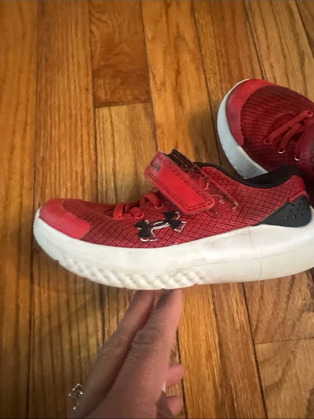 Under Armour Kids Red and White Athletic Sneakers